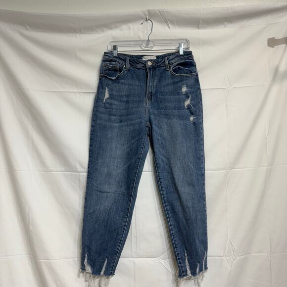 Risen Straight Leg High Rise Distressed Jeans Sz 30 - Picture 2 of 13